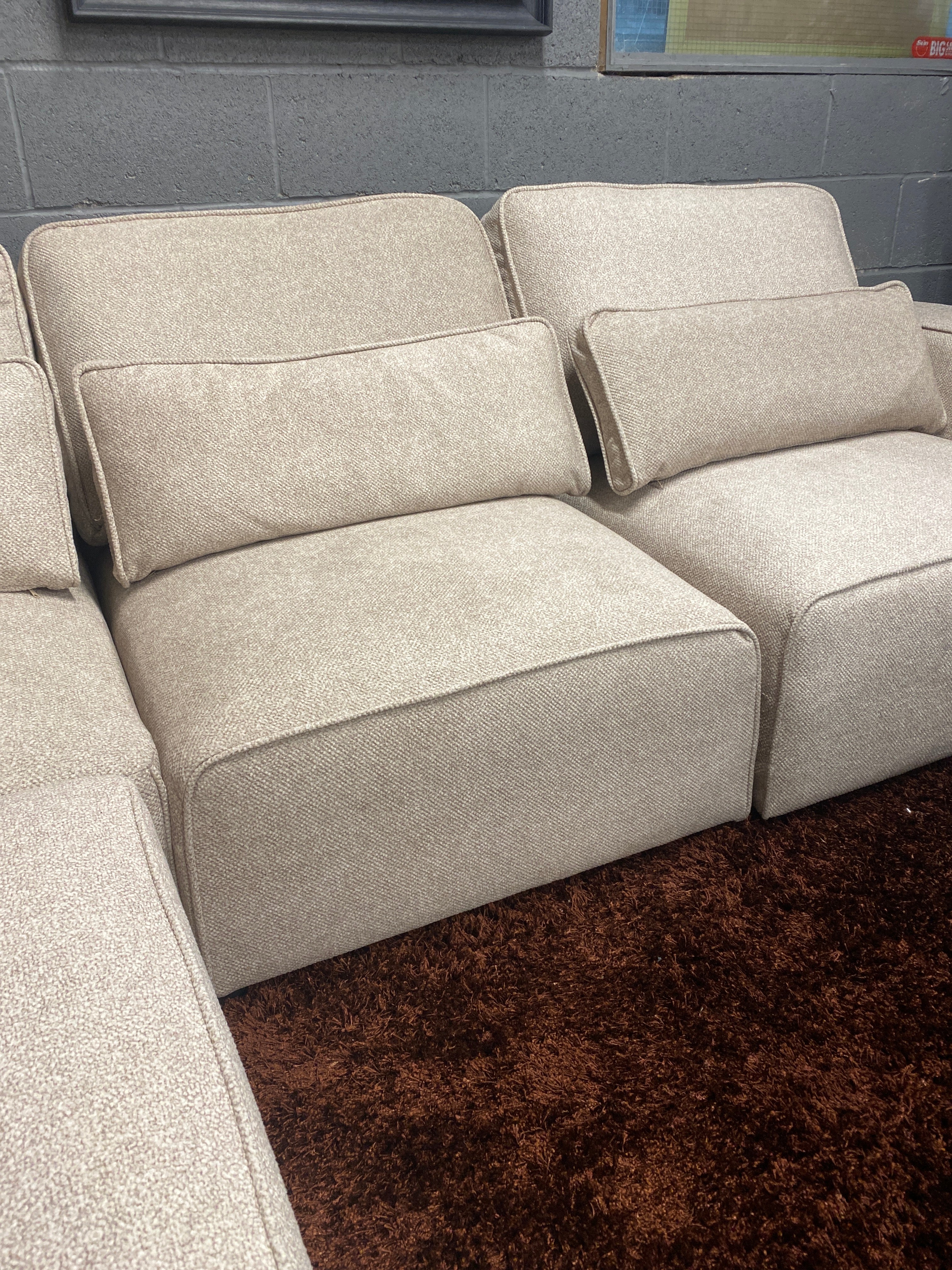 Beige Fabric Corner Sofa