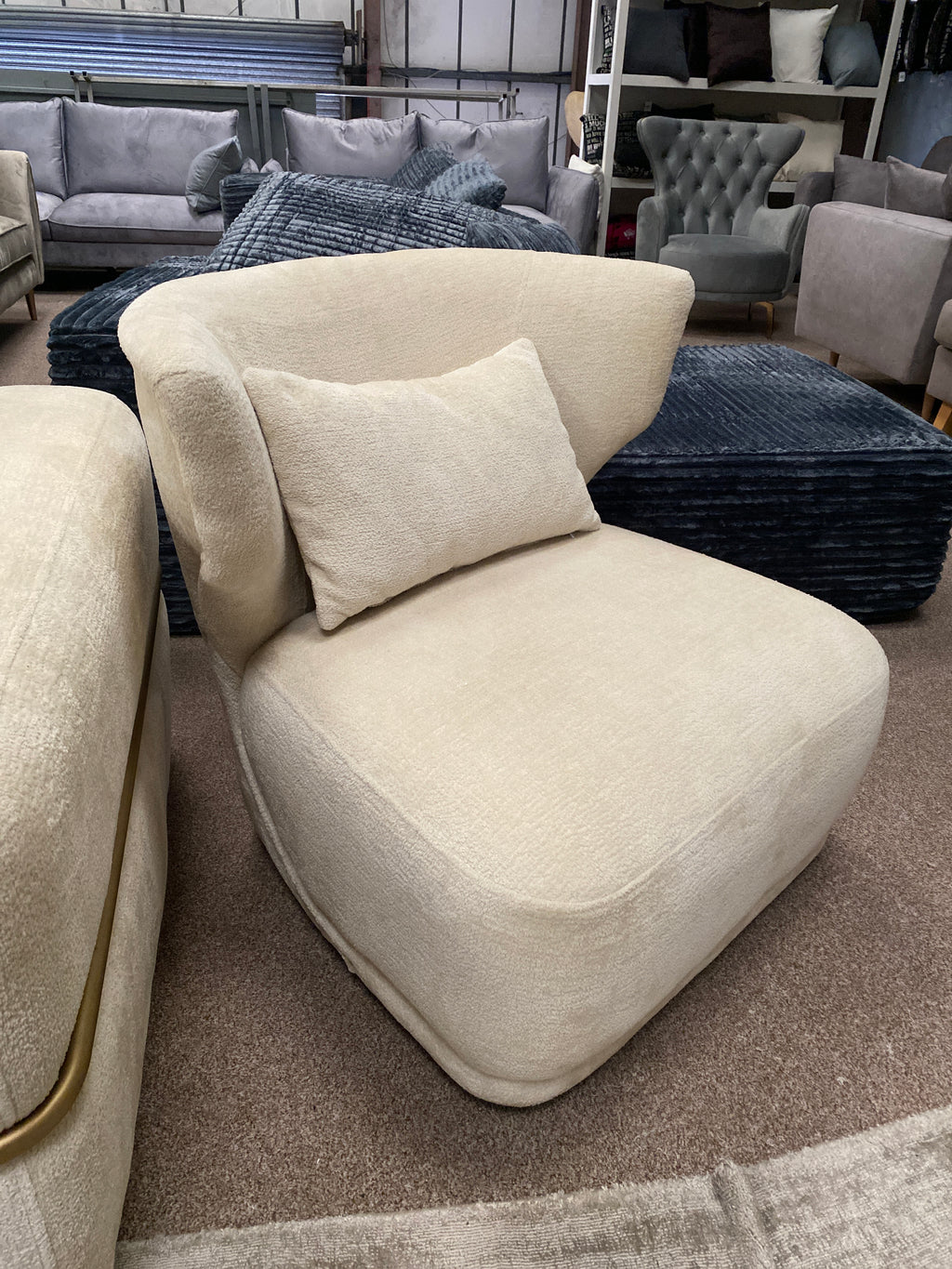 Cream Fabric Swivel Armchair