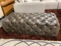 Brown Aniline Leather Chesterfield Footstool