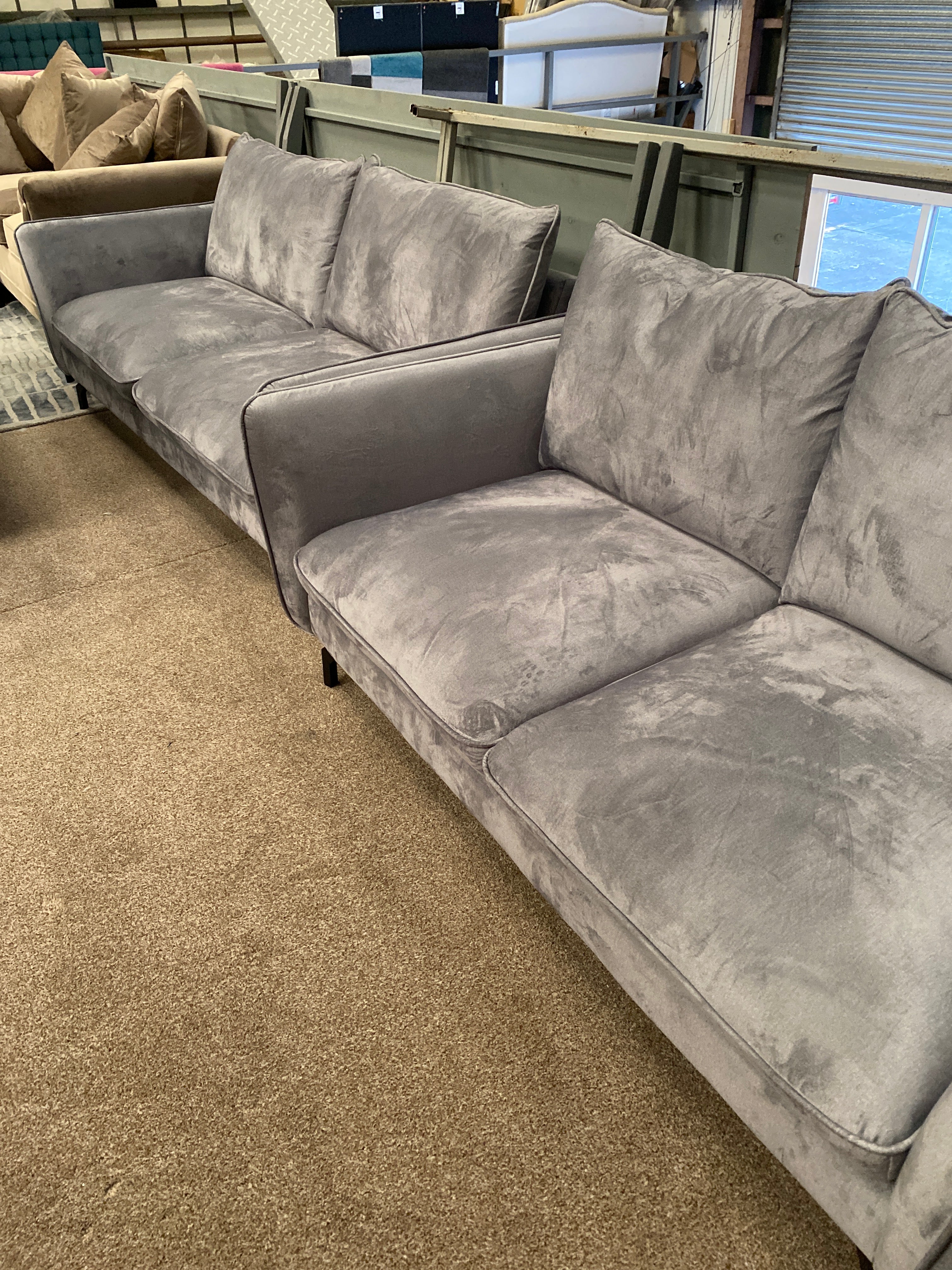 3+2 Grey Fabric Sofa Set