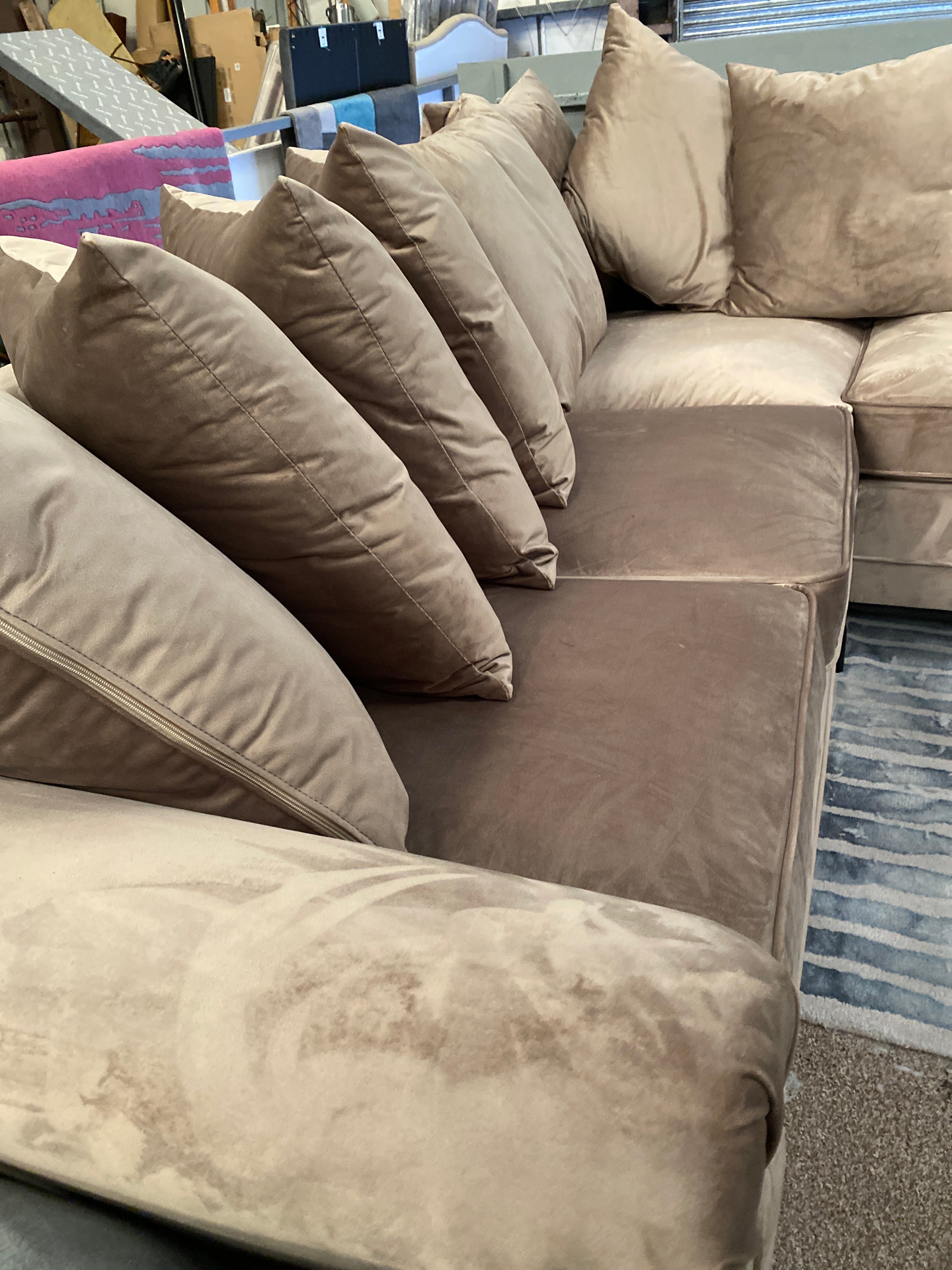 Mink Velvet Corner Sofa