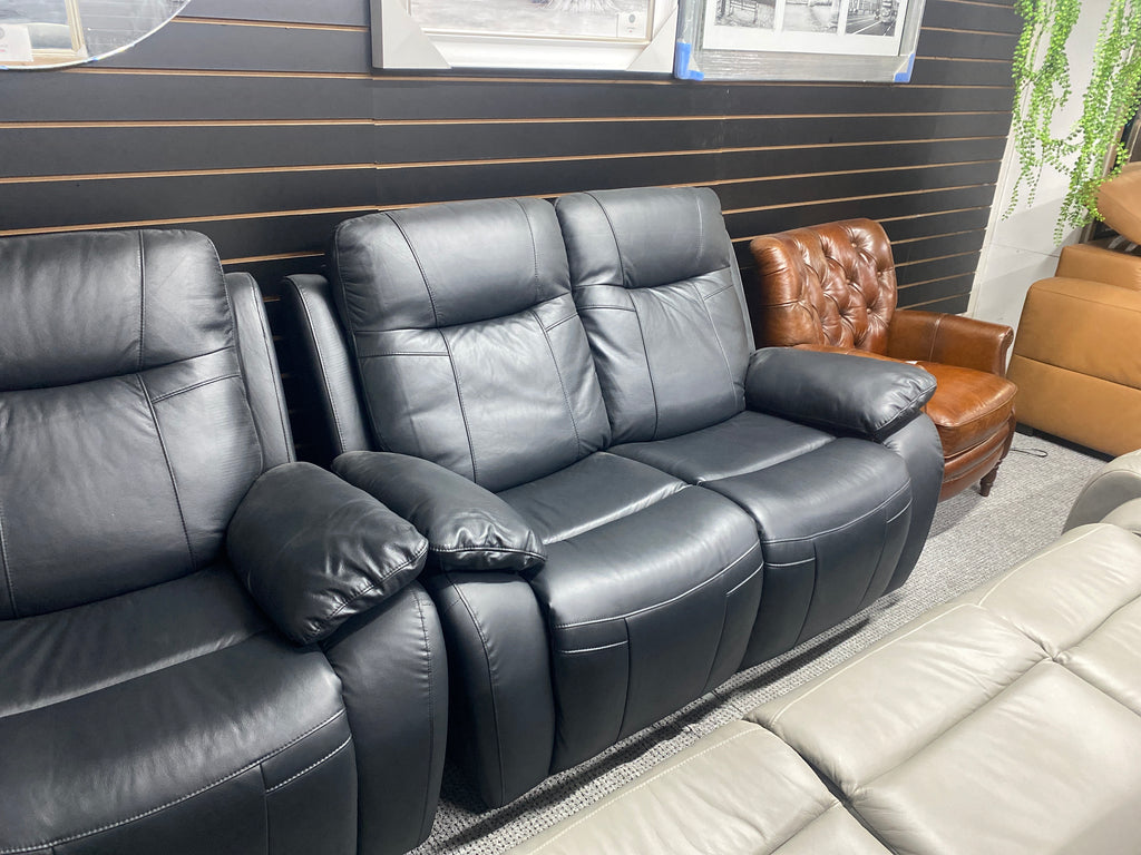 3+2 Black Leather Electric Recliner Sofa Set (With USB Charging Ports)