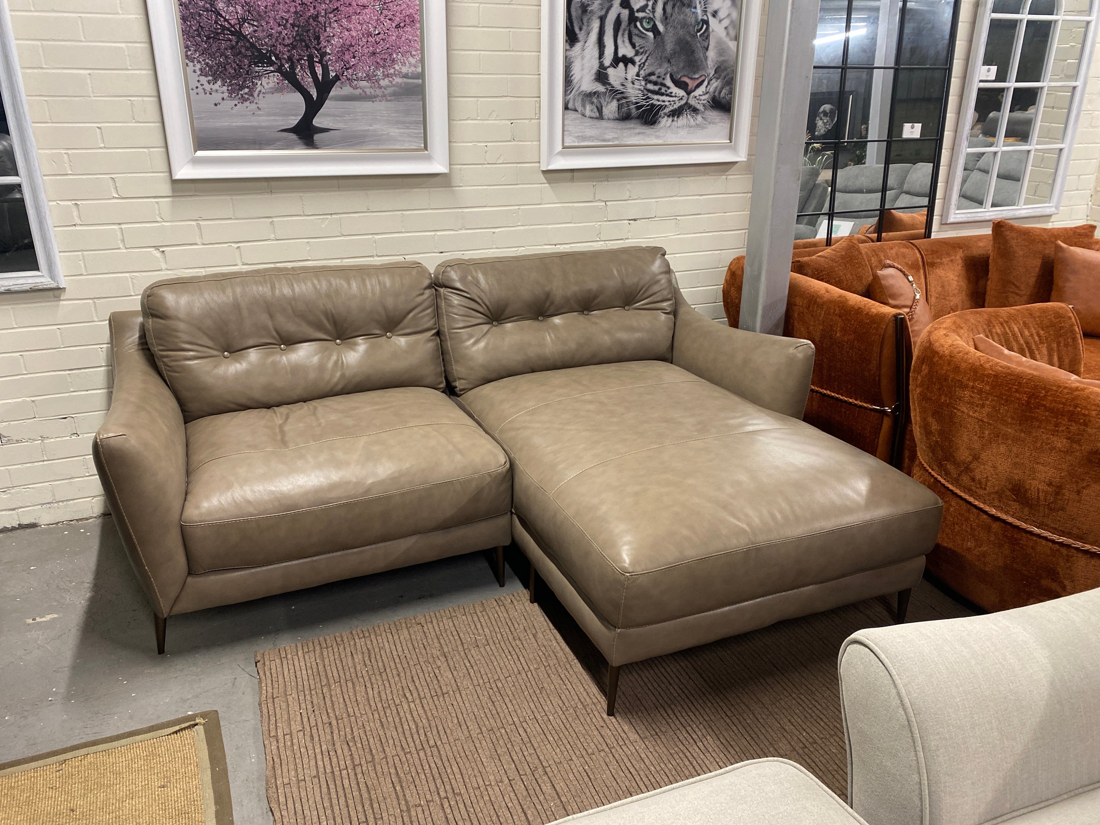 Leather 3 Seater/Chaise Sofa