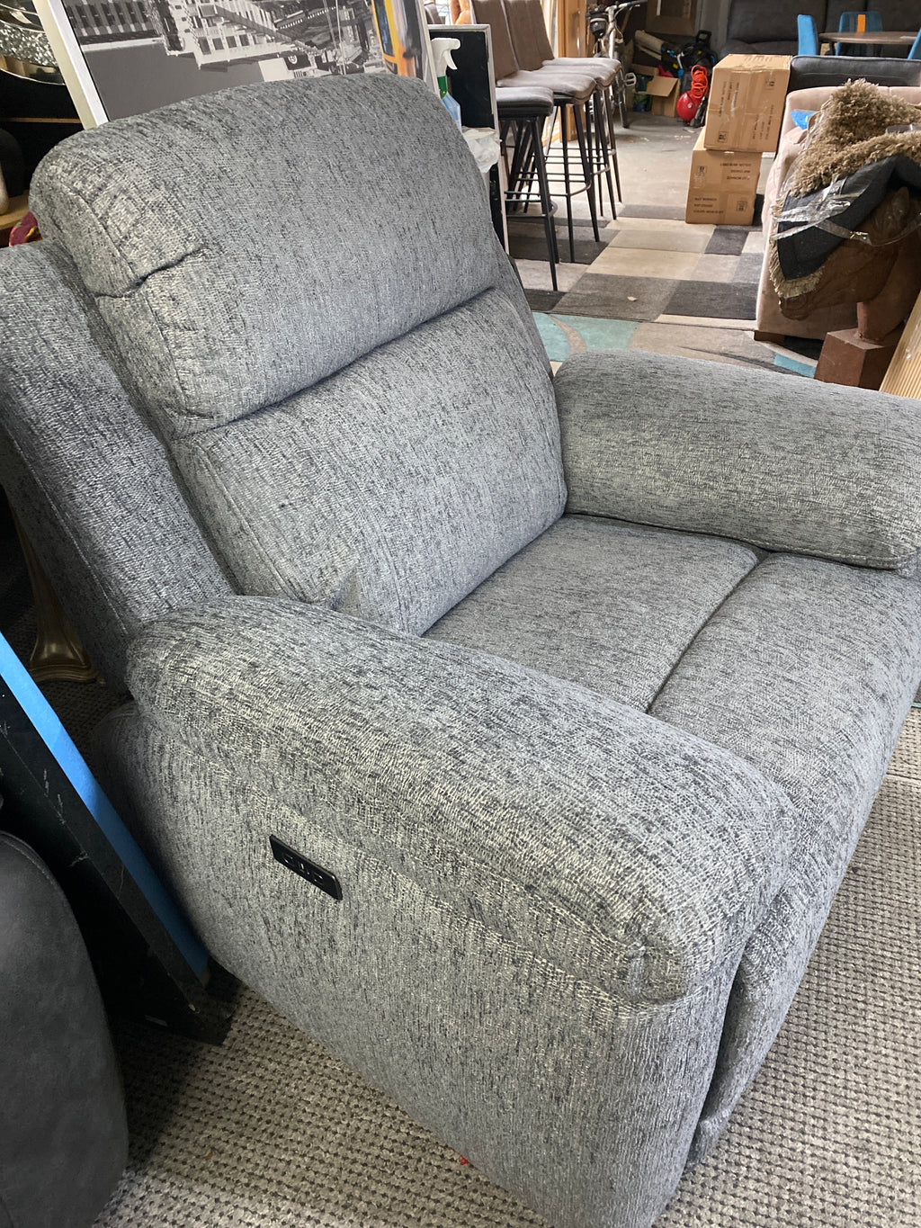 3+1+1 Grey Fabric - Electric Recliner Sofa Set