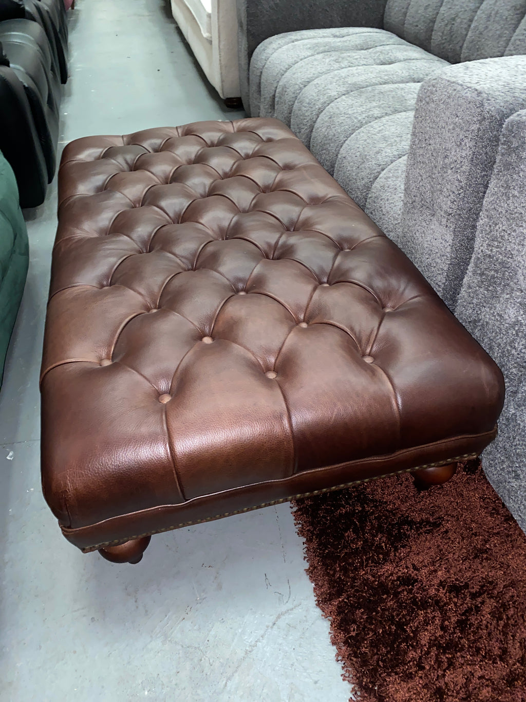 Leather Chesterfield Footstool