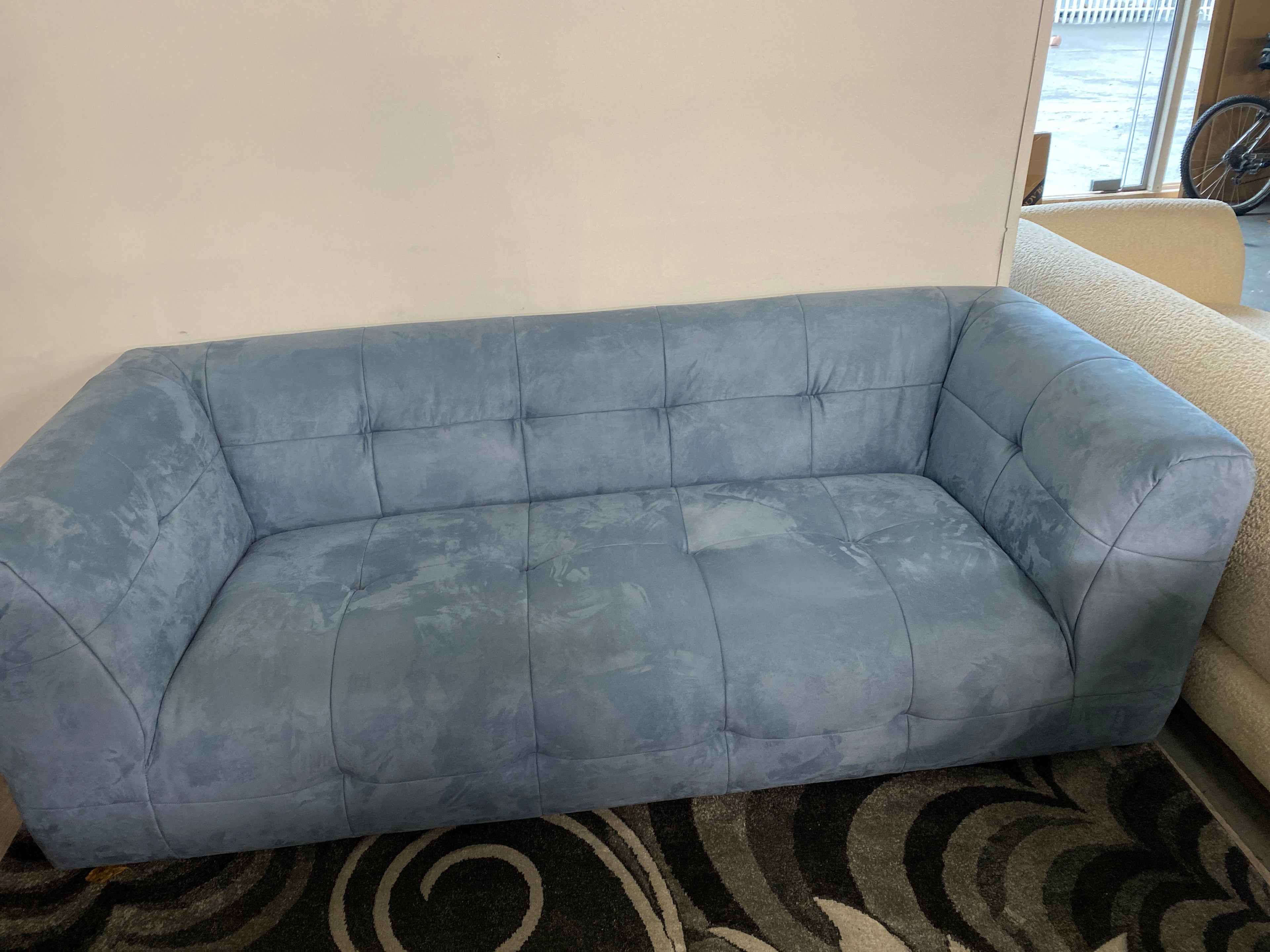 Blue Suede 3 Seater Sofa