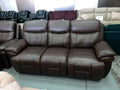 3+3 Brown Leather Electric Recliner Sofa Set