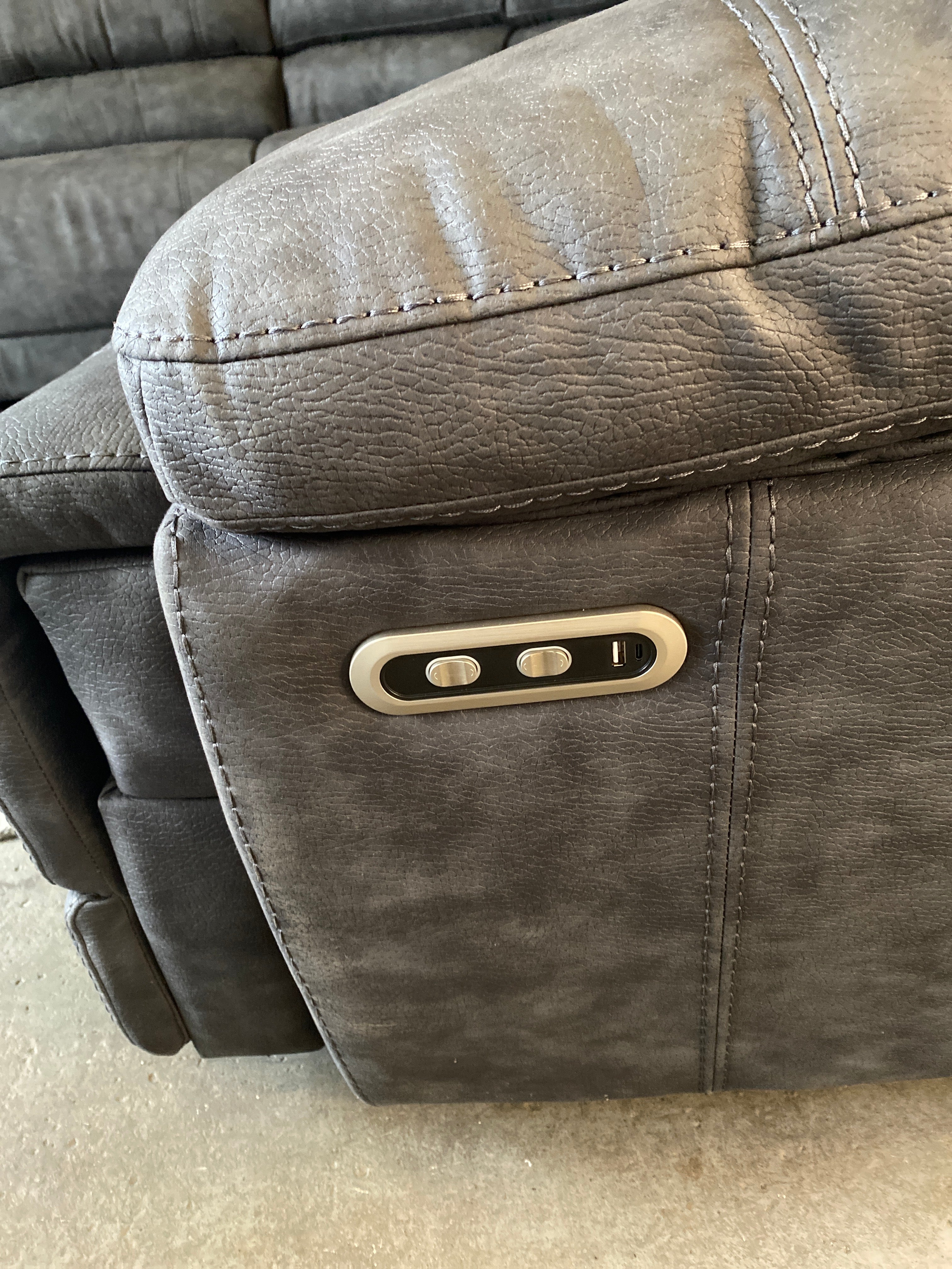 Grey Microfibre - Electric Recliner Corner Sofa