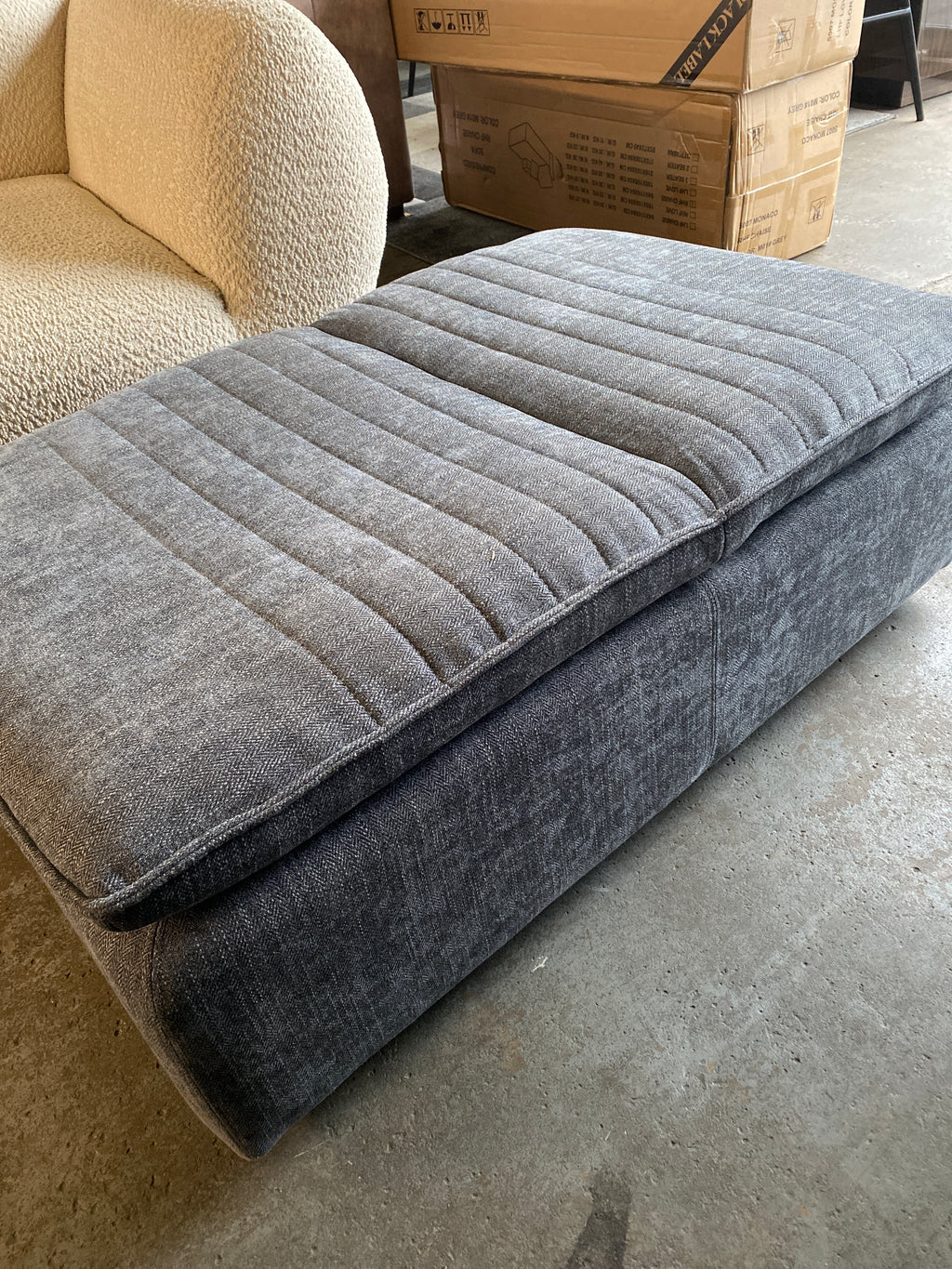 Grey Storage Footstool / Seat