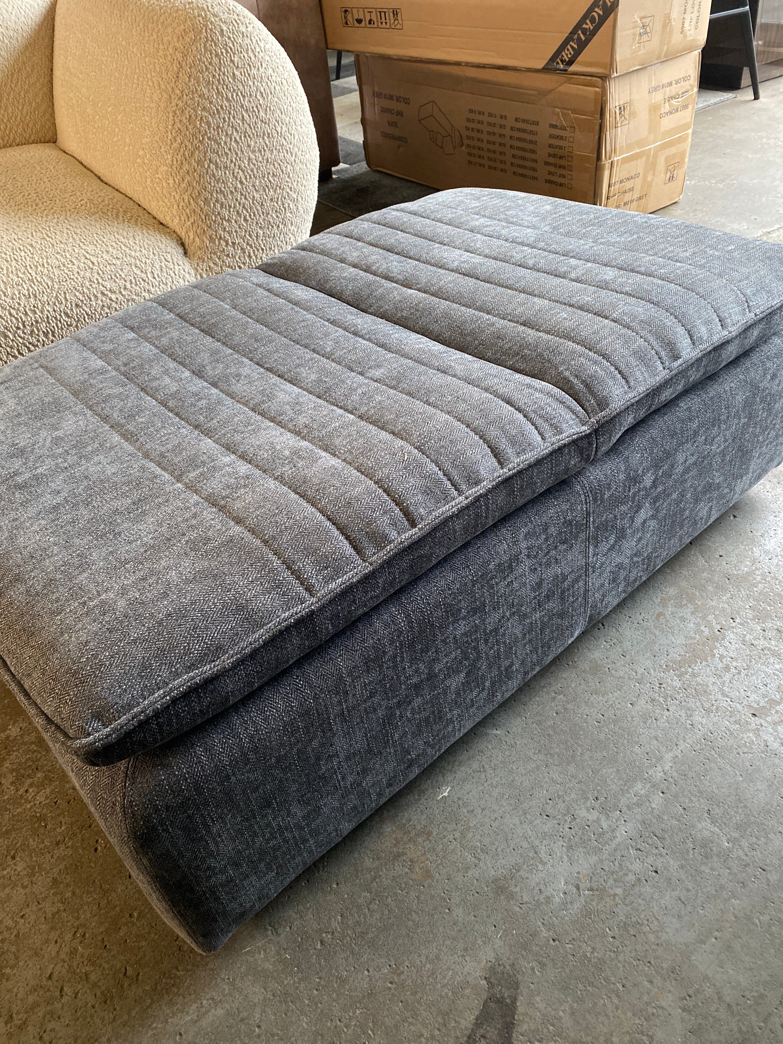 Grey Storage Footstool / Seat
