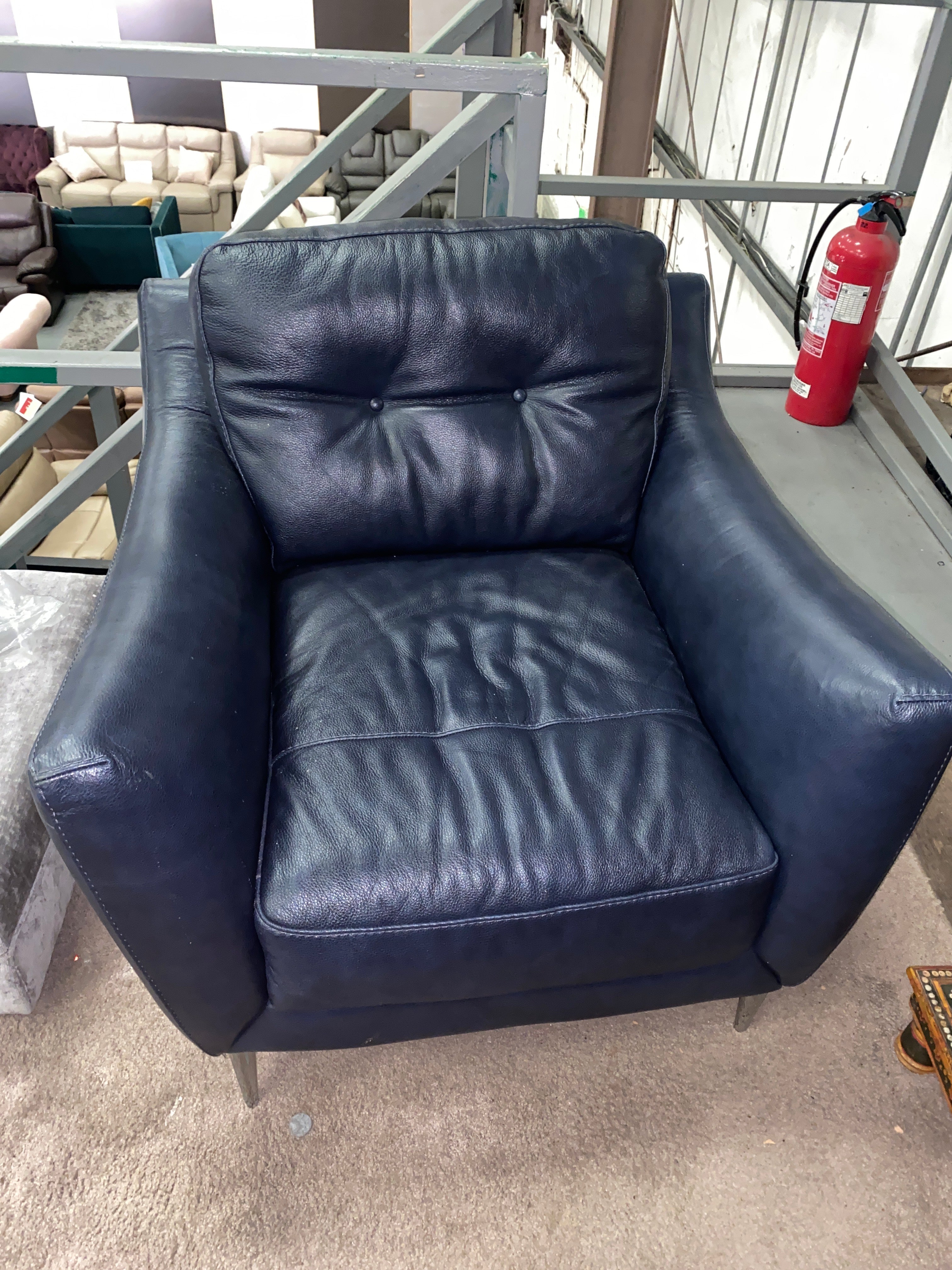 Blue Leather Armchair