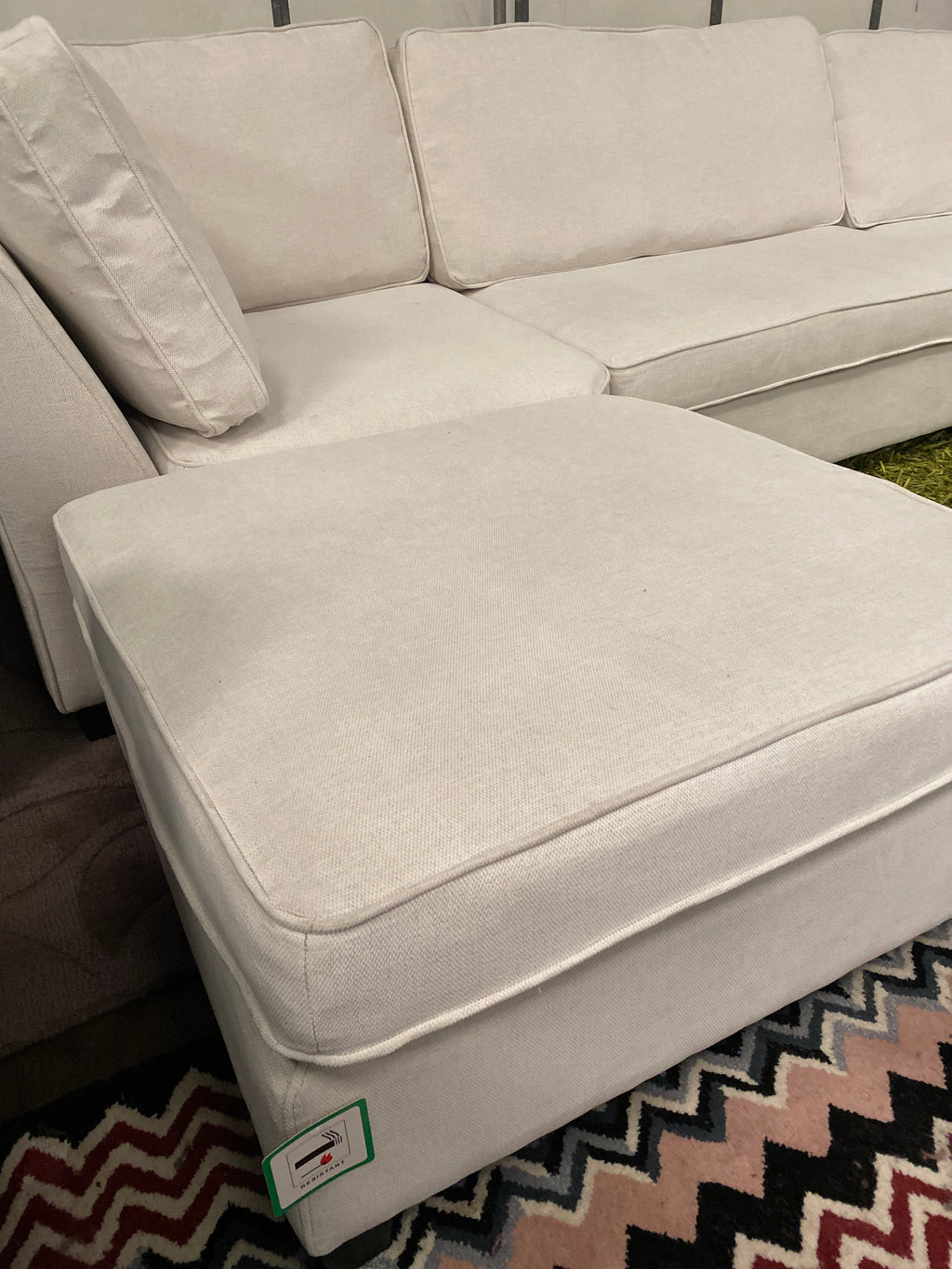 White Fabric U-Shape Sofa