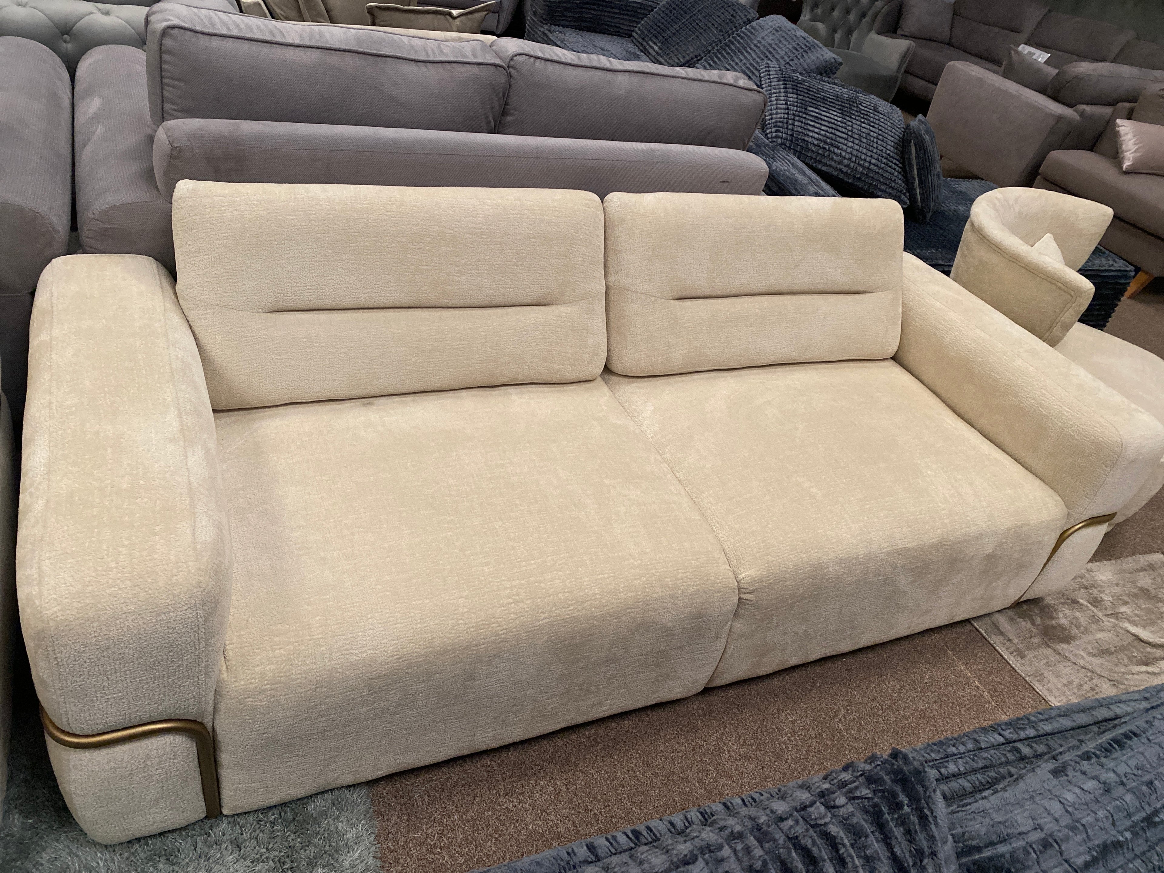3+2 Cream Fabric Sofa Set - With Adjustable Backs