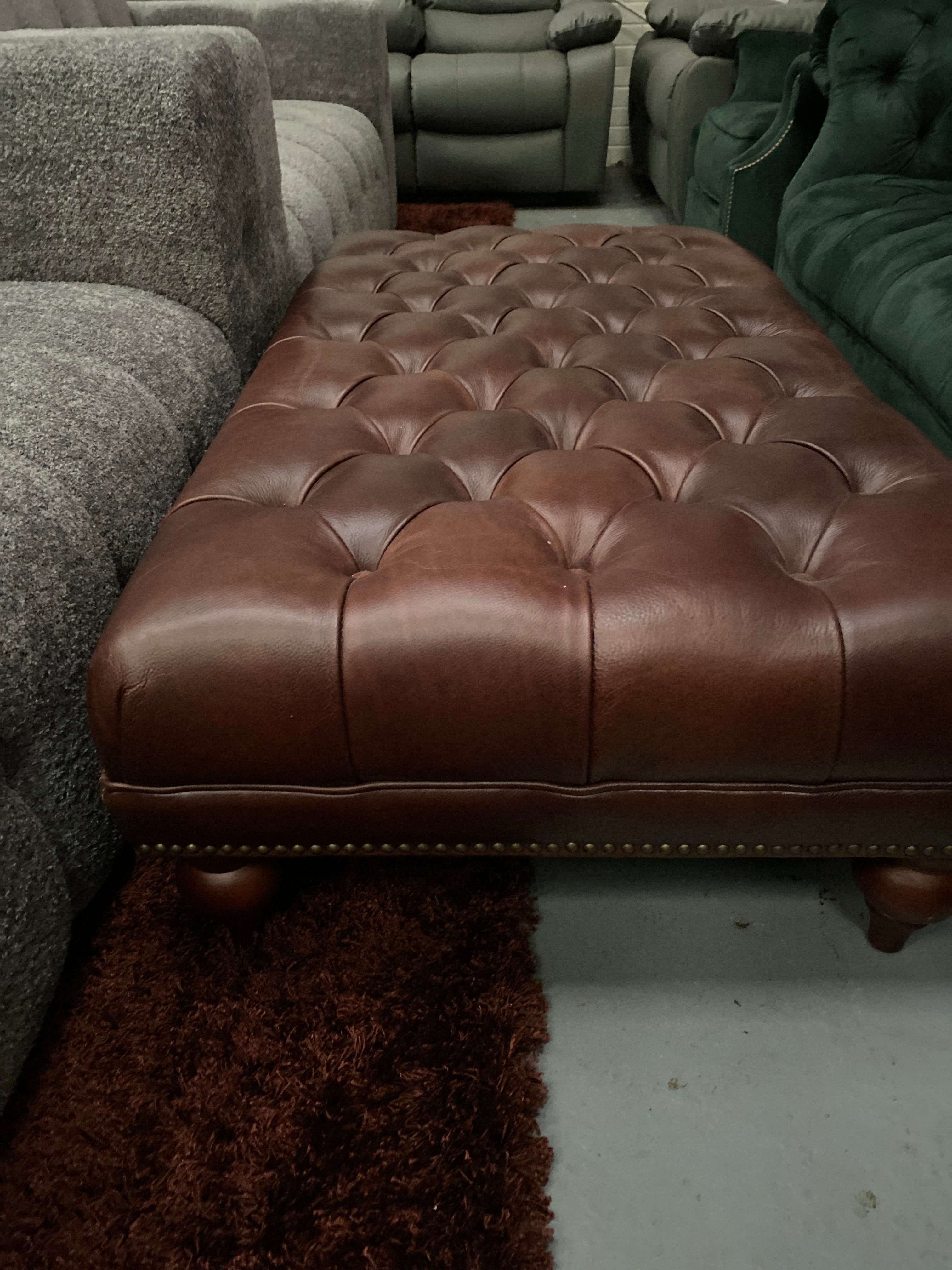Leather Chesterfield Footstool