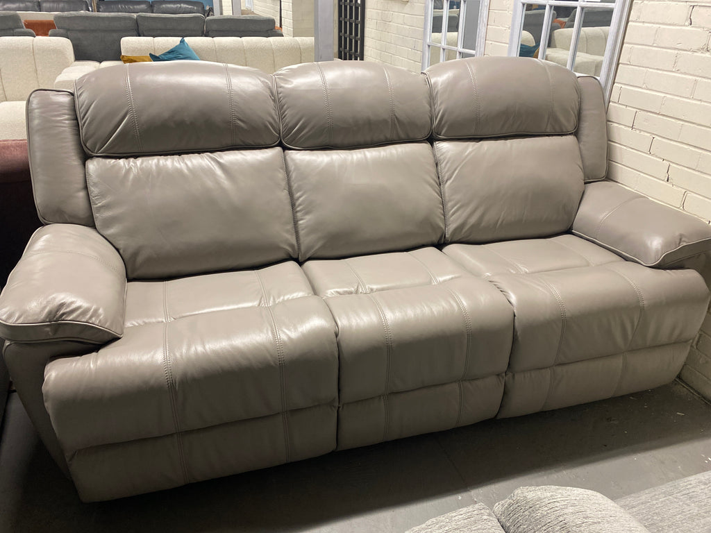 3+1+1 Grey Leather - Manual Recliner Sofa Set