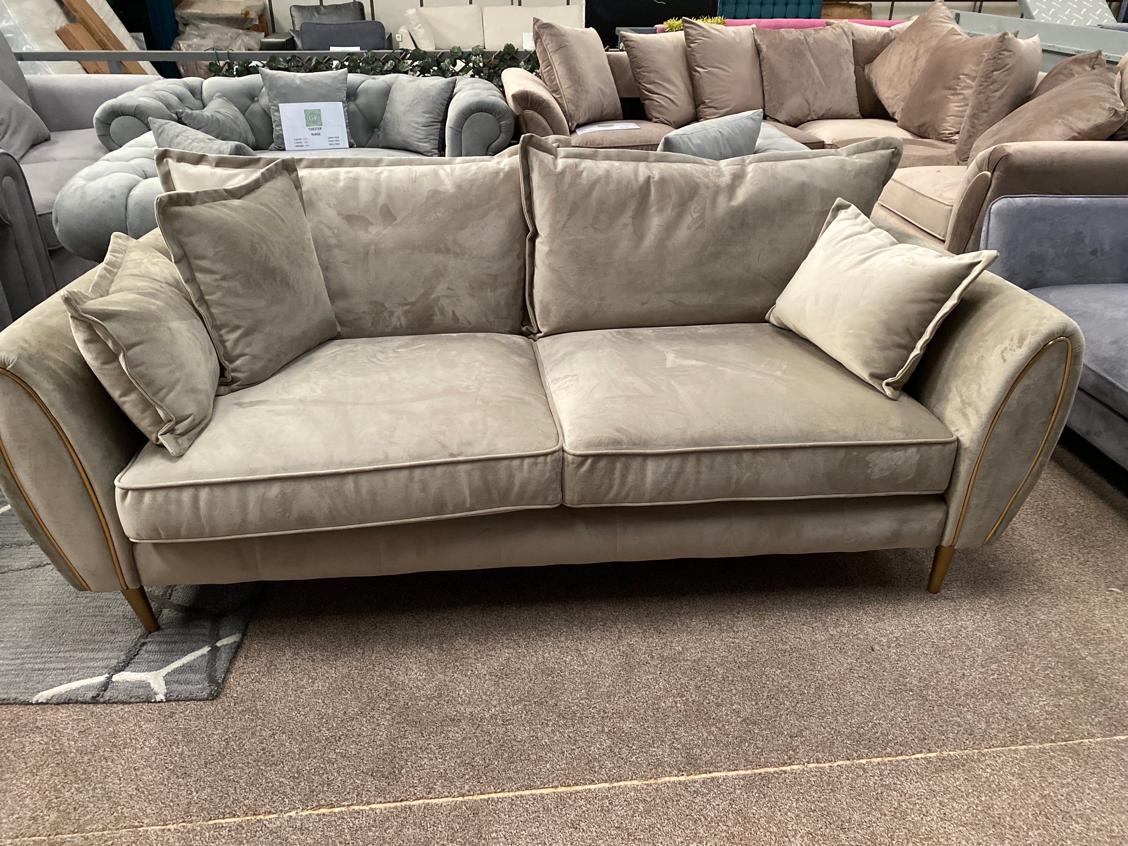 Mink Velvet 3 Seater Sofa