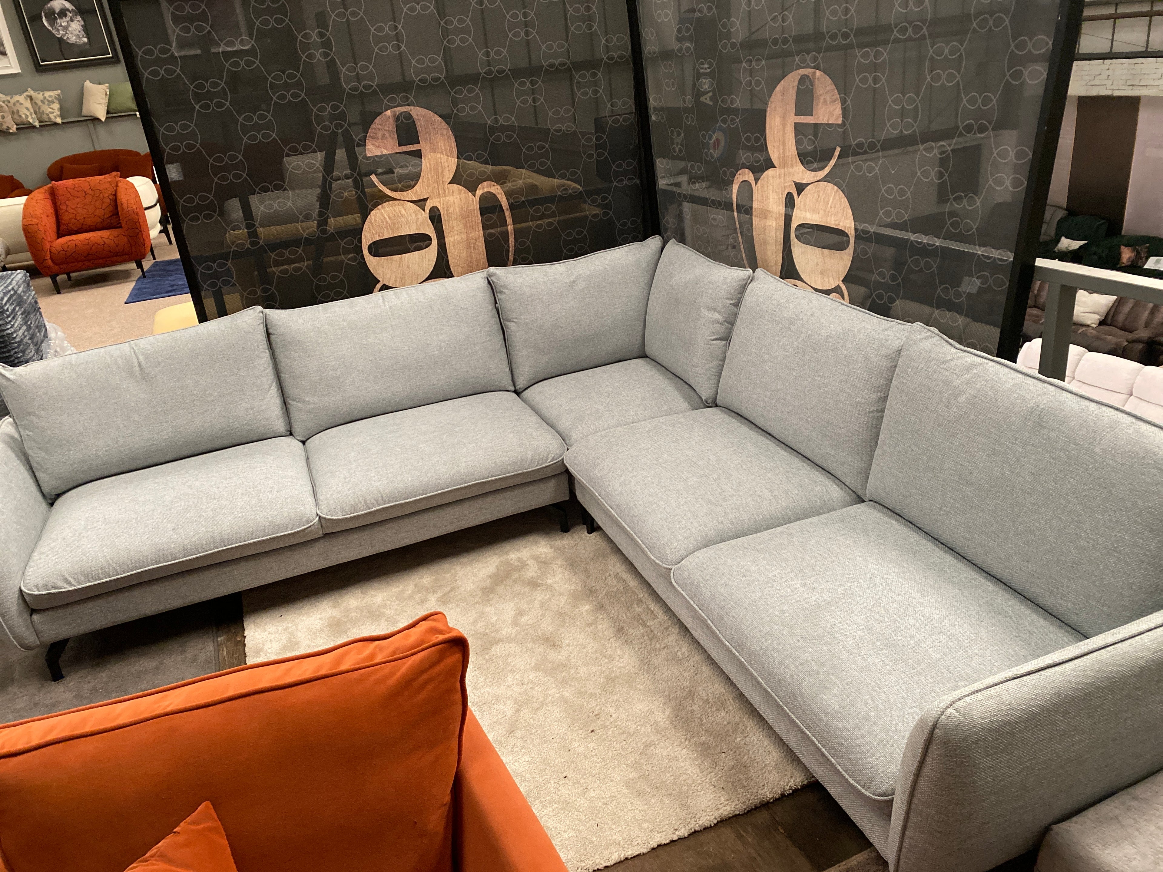 Grey Fabric Corner Sofa