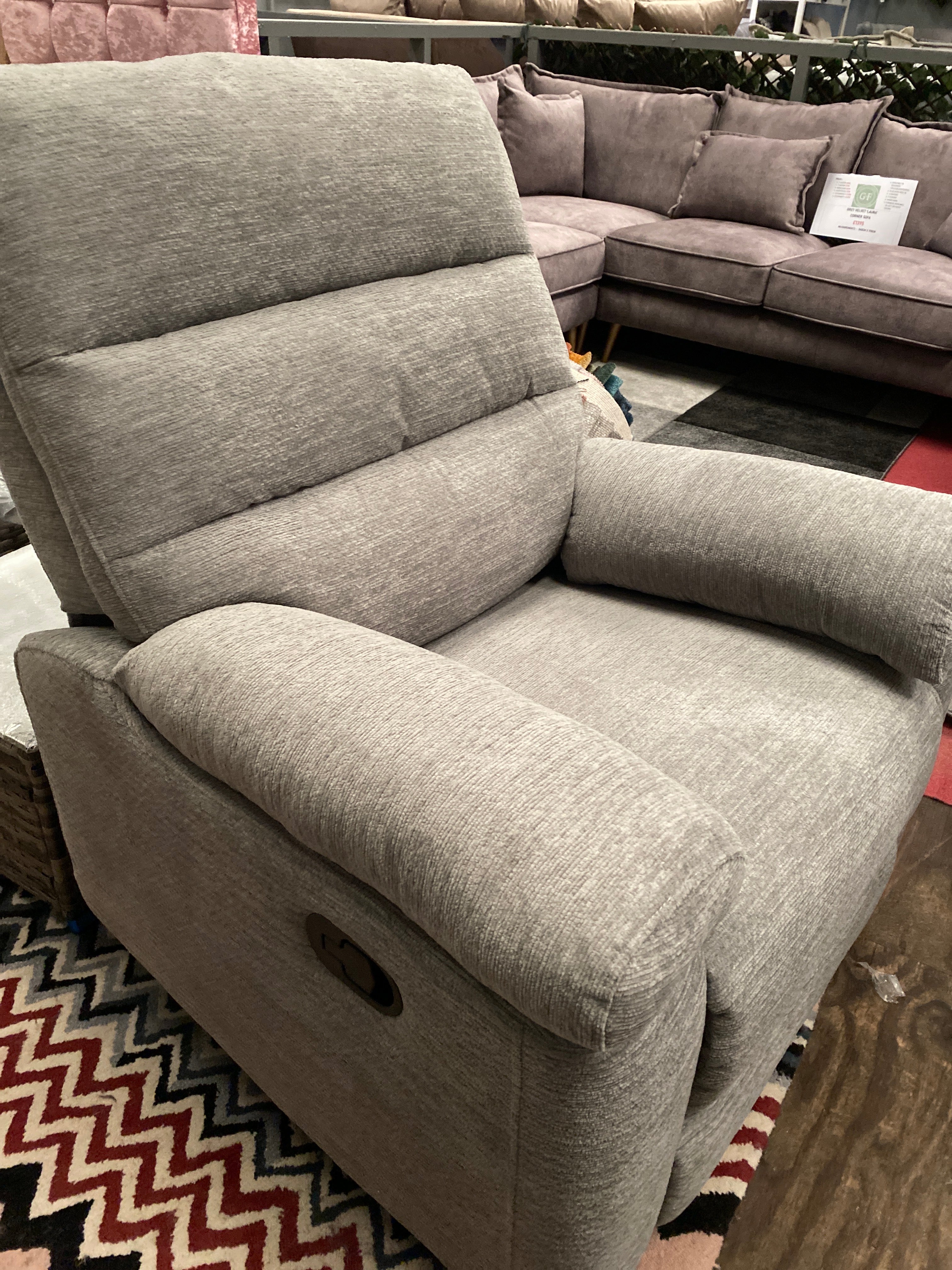 3+1+1 Grey Fabric - Manual Recliner Sofa Set
