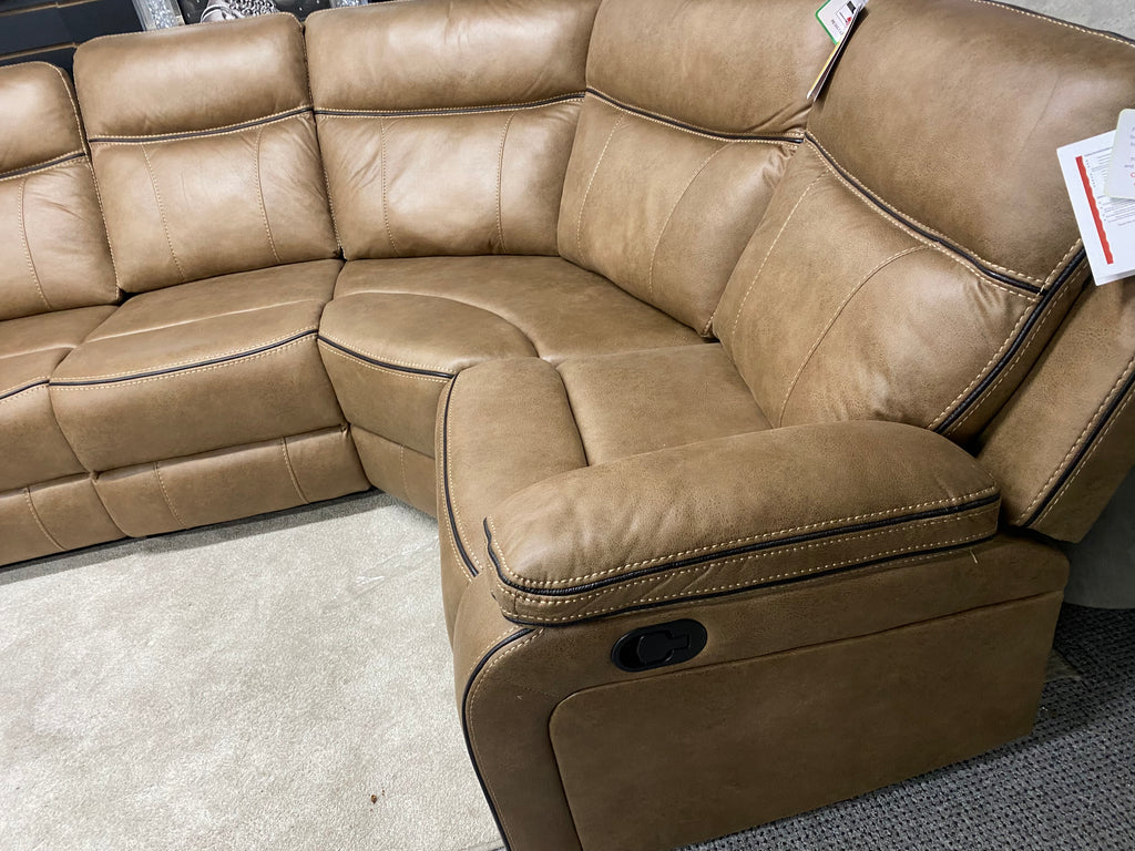 Manual Recliner Corner Sofa - Tan Colour