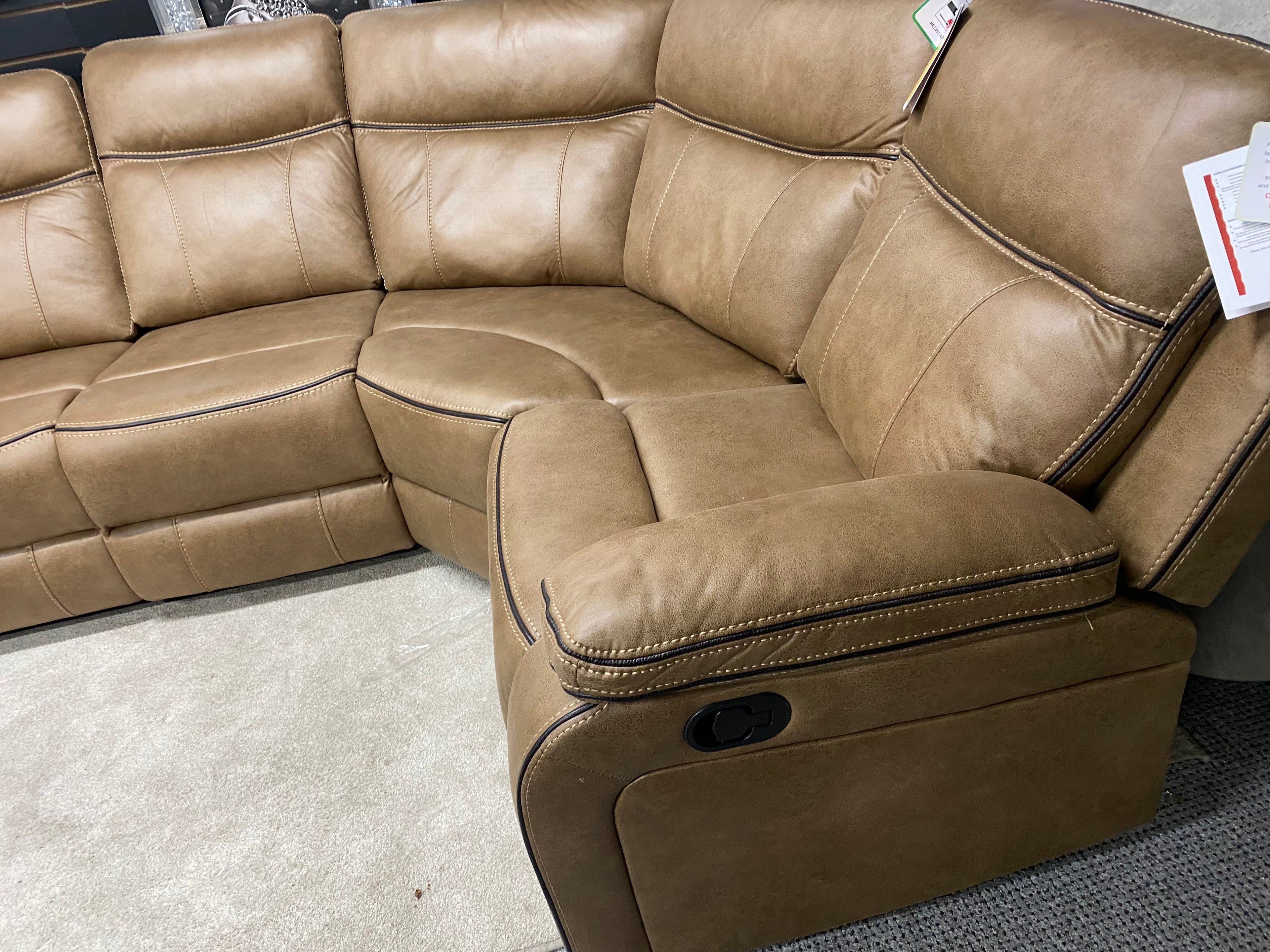 Electric Recliner Corner Sofa - Tan Colour