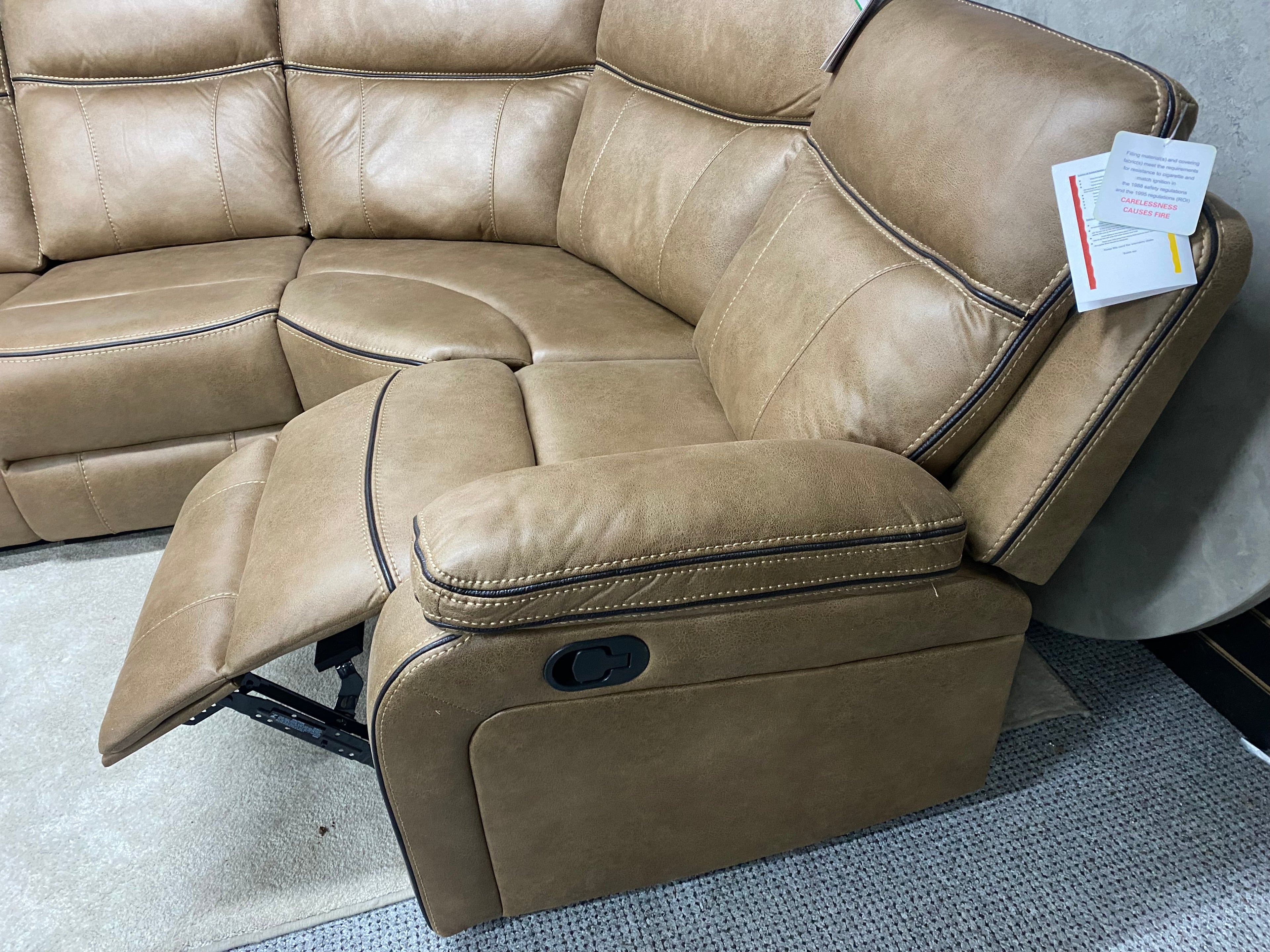 Electric Recliner Corner Sofa - Tan Colour
