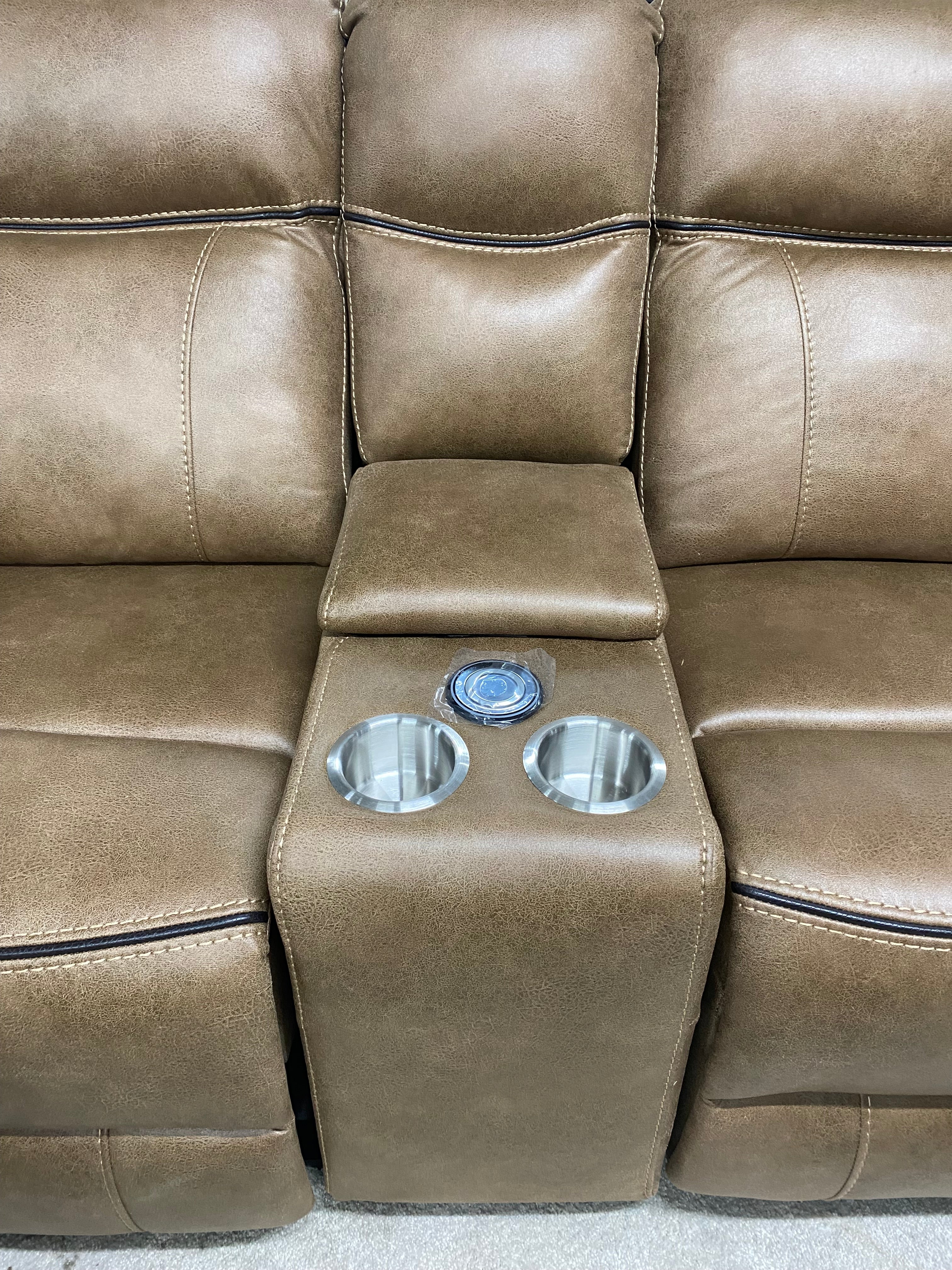 Electric Recliner Corner Sofa - Tan Colour