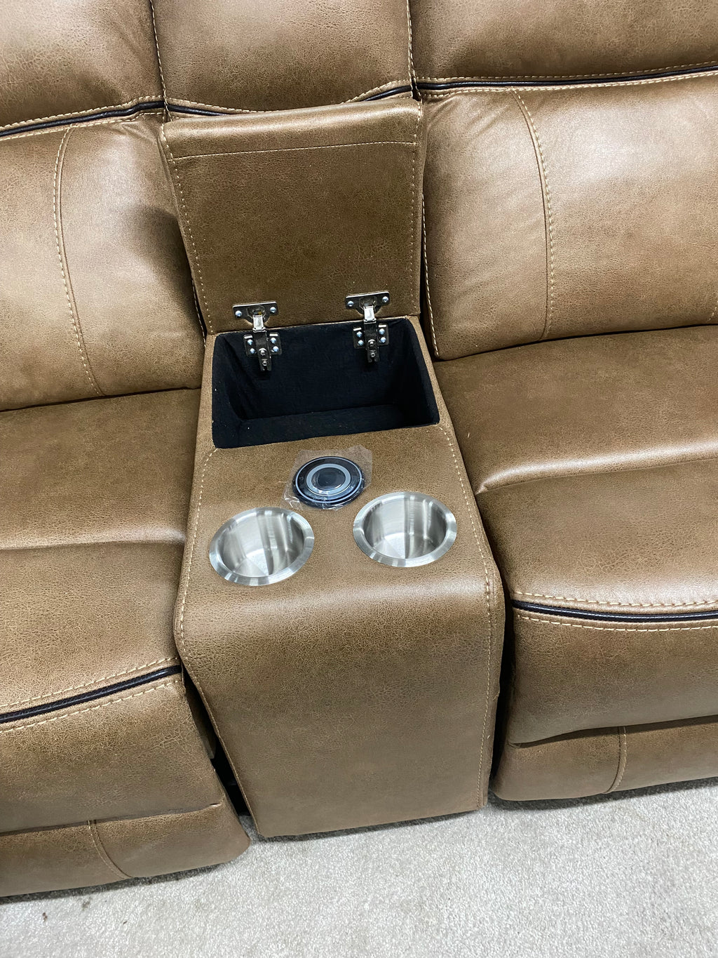 Manual Recliner Corner Sofa - Tan Colour