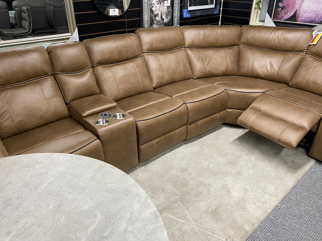 Manual Recliner Corner Sofa - Tan Colour
